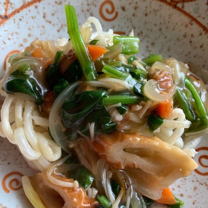 ノンフライヤーでパリパリうどんとお野菜のあんかけ♪